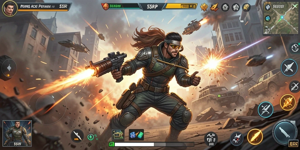 Tampilan gameplay 55RP yang penuh aksi dan seru.