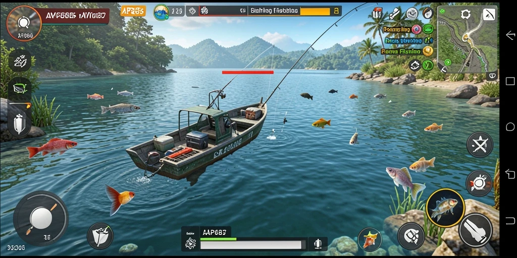 Gameplay menarik dalam AP686 dengan suasana memancing yang memukau.