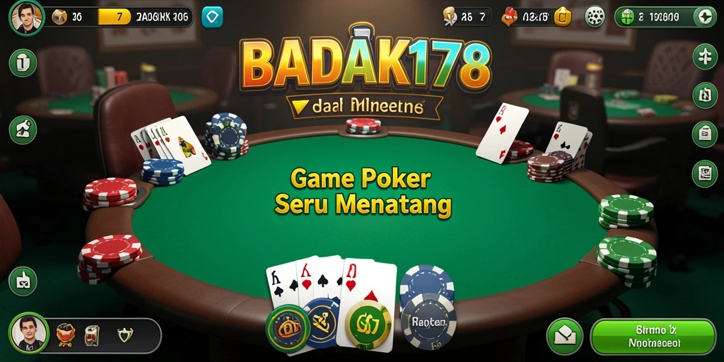 Screenshot gameplay BADAK178 menampilkan aksi seru permainan Poker.
