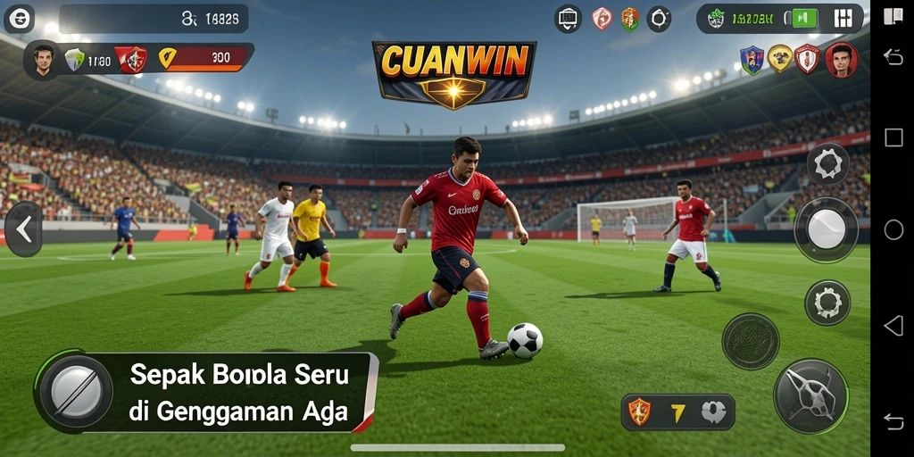 Screenshot CUANWIN menunjukkan aksi sepak bola yang menegangkan dan grafis yang menawan.