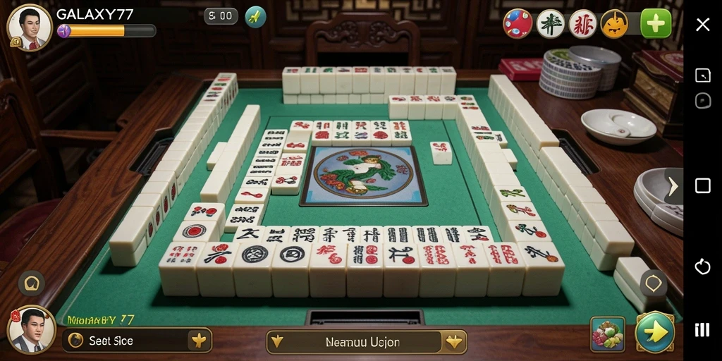 Tampilan menarik dari gameplay Mahjong di GALAXY77.