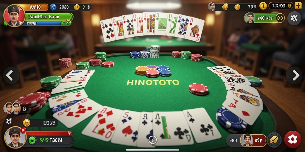 Tampilan Gameplay seru HINOTOTO dalam permainan Gaple.
