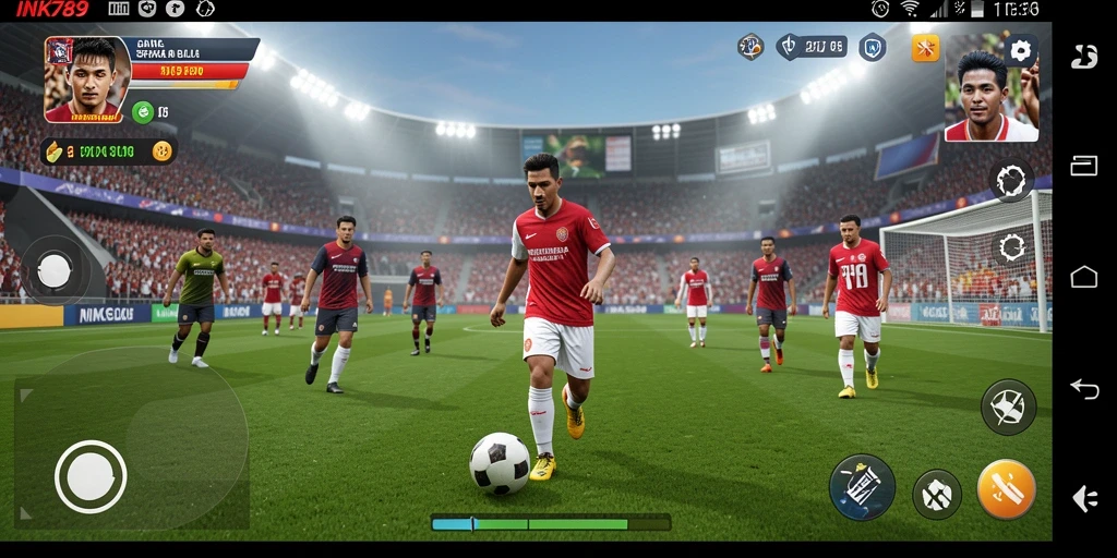 Screenshot gameplay INK789 menampilkan aksi seru sepak bola.