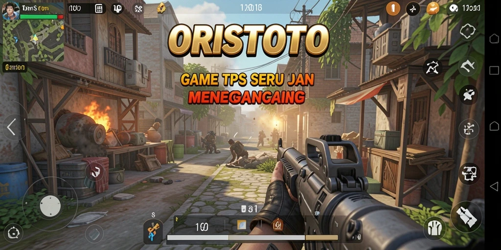 Tangkapan layar utama ORISTOTO menampilkan aksi seru di arena TPS.