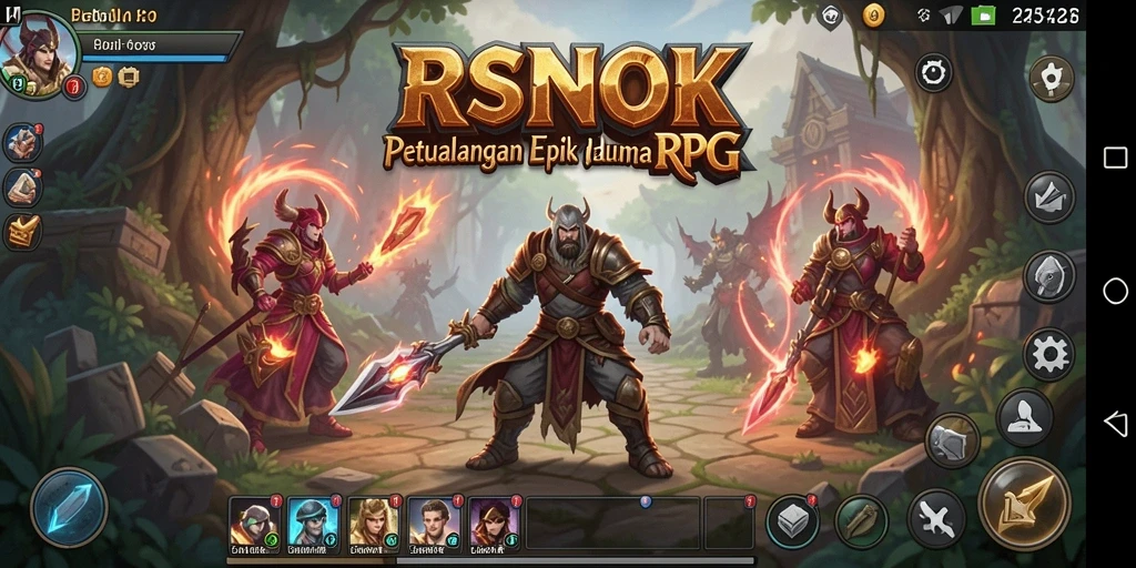 Tangkapan layar permainan RSNOK menampilkan pertarungan epik dan karakter yang mendetail.