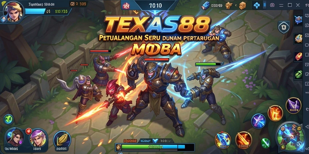 Tampilan gameplay seru dalam pertarungan MOBA TEXAS88.