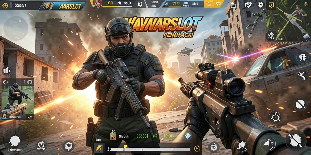 Tangkapan layar gameplay WAWARSLOT memperlihatkan aksi seru di medan perang.